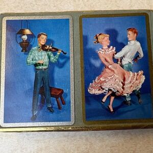 Vintage Congress Playing Cards Dancers Gold Foil Box Made in USA 2 sets 4 decks